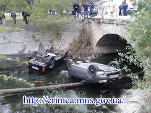 В Феодосии два авто упали с моста