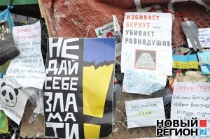 Ёлку на Майдане продолжают украшать политическими лозунгами