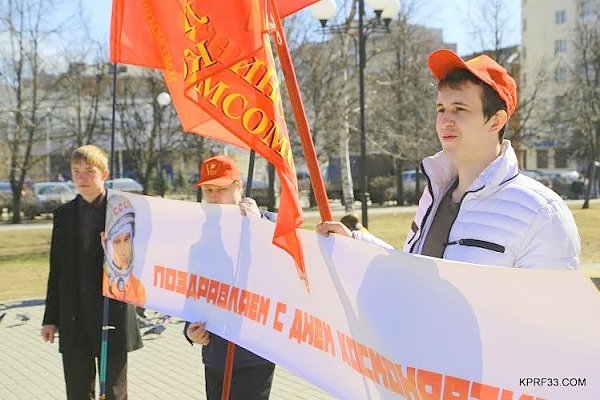 Владимирская область. Комсомольцы организовали пикет в честь дня космонавтики