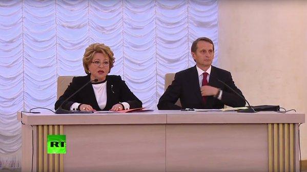 В Колонном зале Дома cоюзов началось совместное антитеррористическое заседание Госдумы и Совета Федерации