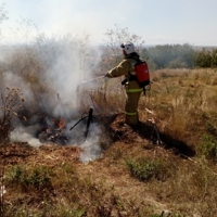 Крымские пожарные ведут борьбу с природным загоранием в Симферопольском районе