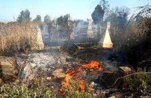 В Коктебеле пожарные тушили огонь на старом кладбище