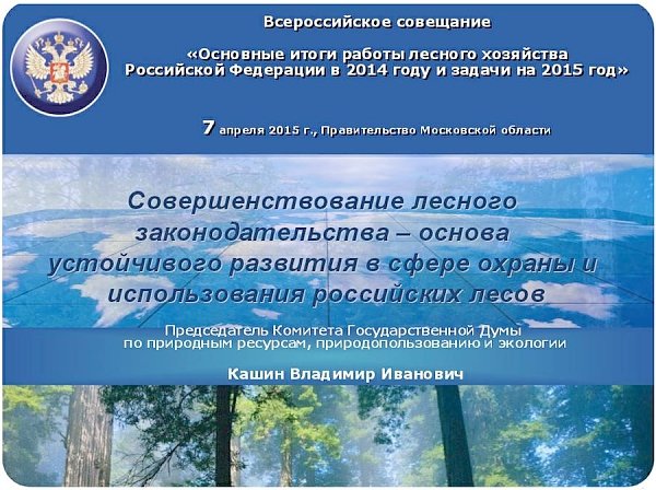 В.И. Кашин: «Основные итоги работы лесного хозяйства Российской Федерации в 2014 году и задачи на 2015 год»